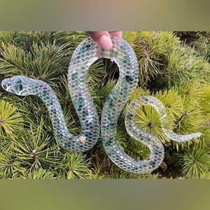 Green Fluorite Resin Snake, Carved Snake, Crystal Snake